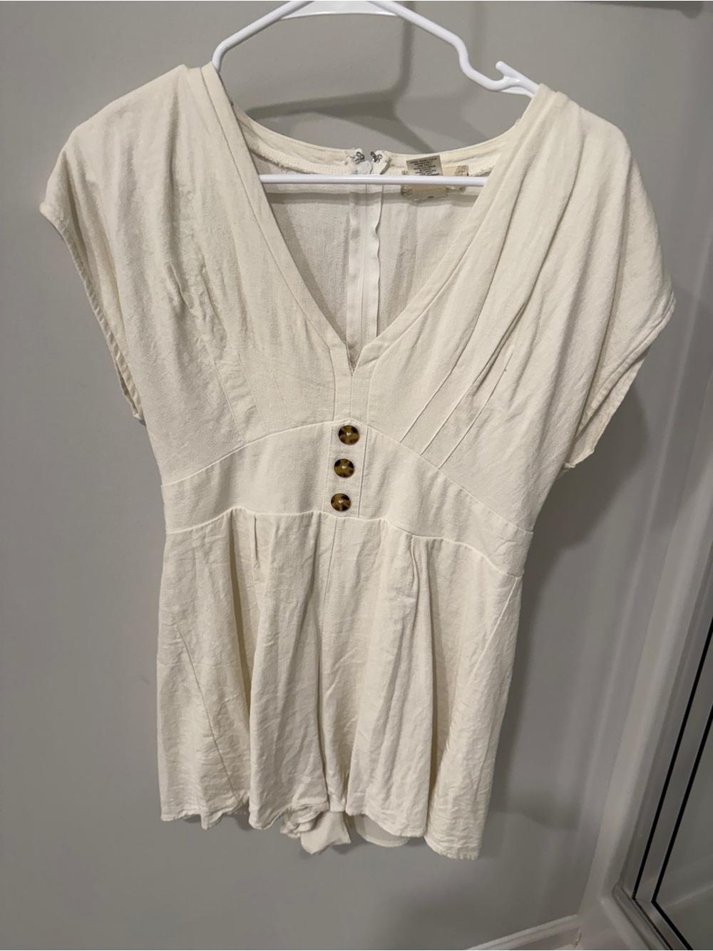 White v-neck jumpsuit